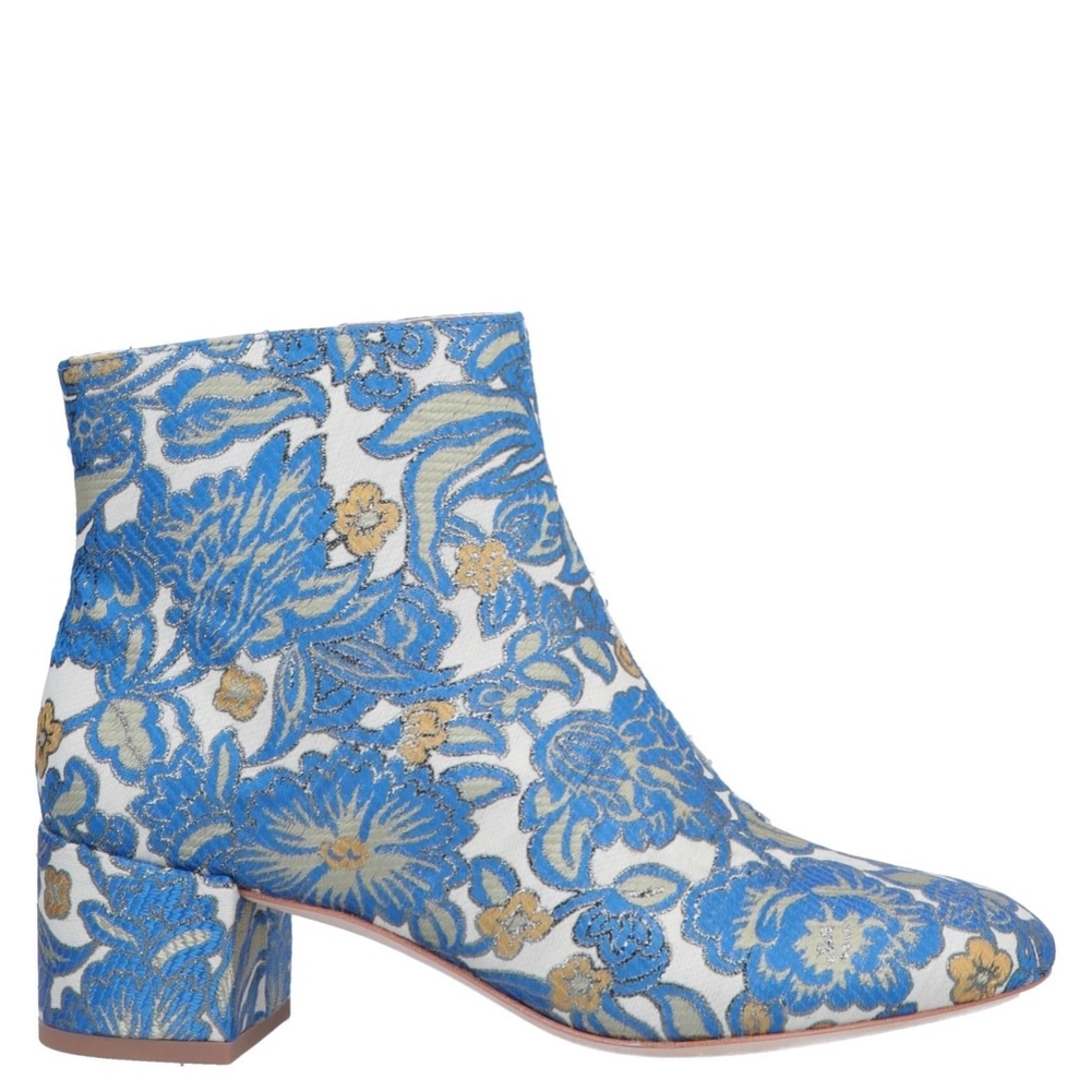 NEW! TORY BURCH Ankle Boot GO GO Blue Gold Brocade NIB - Picture 5 of 8